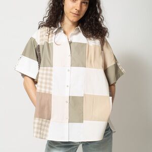 LA RÉUNION‎ Patchwork Crossover Shirt Women's Oversized Boxy Summer Boho